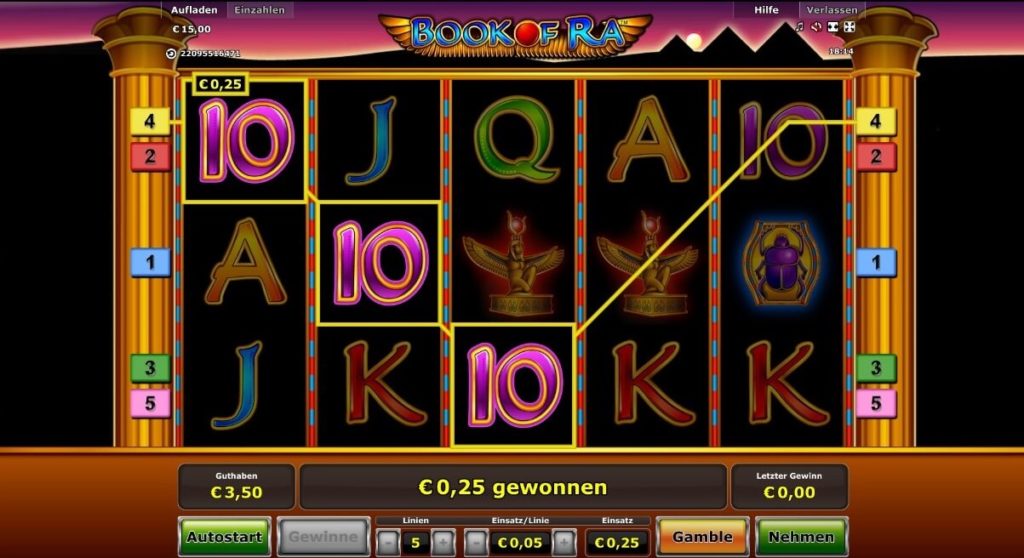 Gewinn im Book of Ra Slot