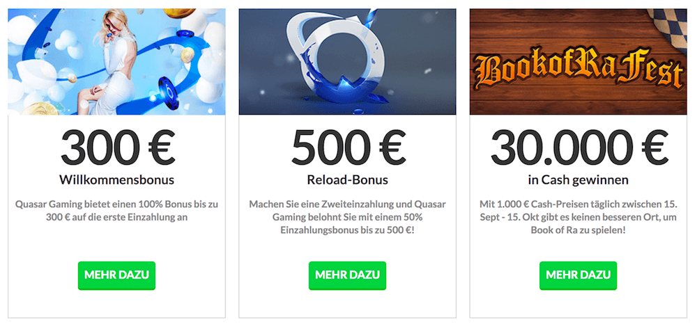 Bonusangebote bei Quasargaming