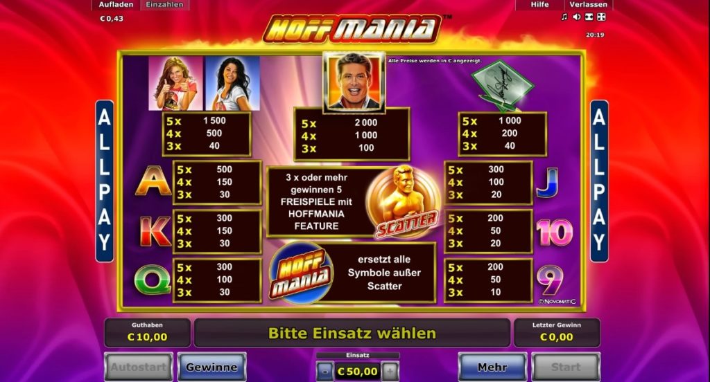 Symbole des Hoffmania Slots