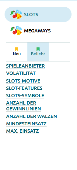 Filterfunktion der Spiele