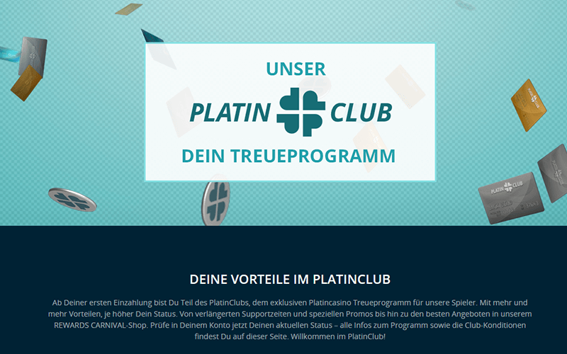 Das Treueprogramm im Platincasino - Der Platinclub