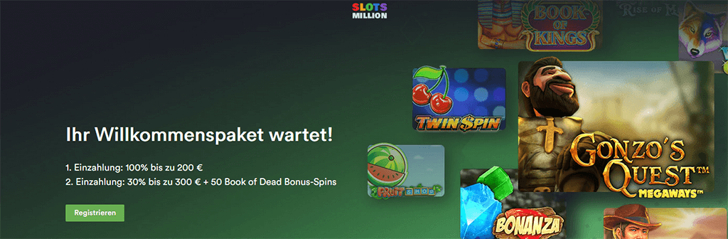 Willkommensbonus bei Slotsmillion