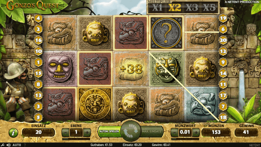 Slot Gonzo´s Quest Gewinnlinie