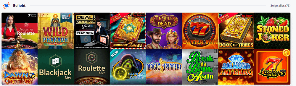 Spielangebot bei Vulkanvegas