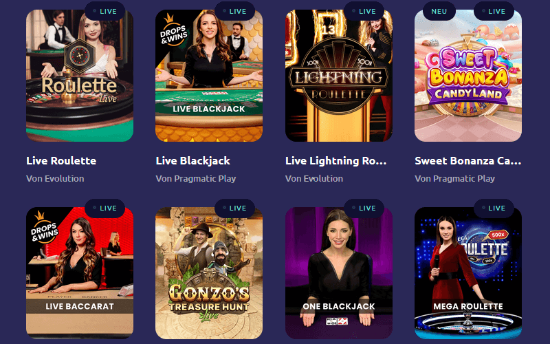 Live Casino Spiele bei SpinAway