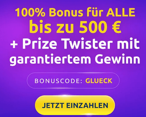 Bis zu 500 Euro Bonus bei Drückglück