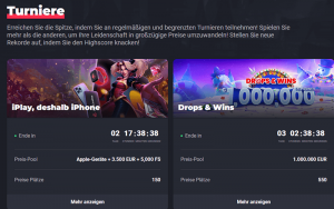 Turniere und Bestandskundenangebote bei Joo