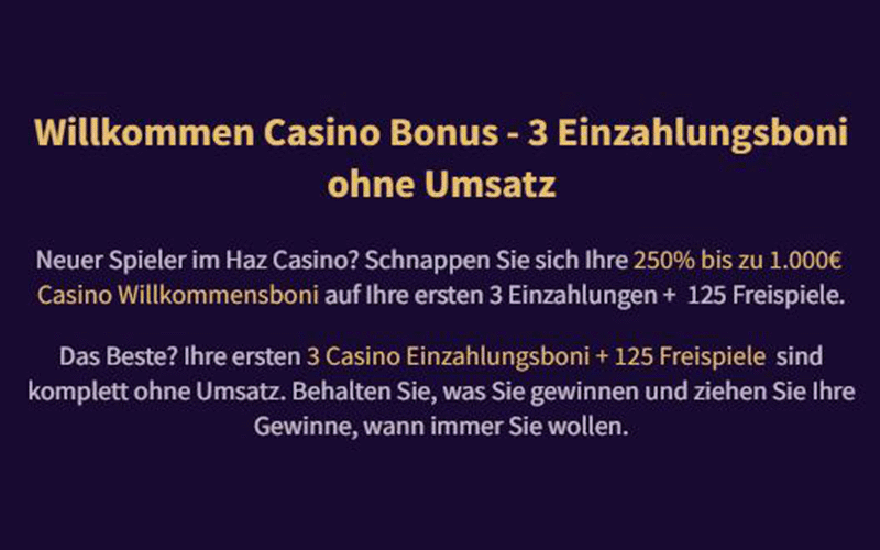 Haz Casino Bonus Umsatz