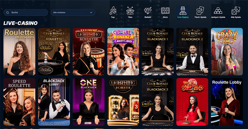 Eine riesen Auswahl an Live Casino spielen